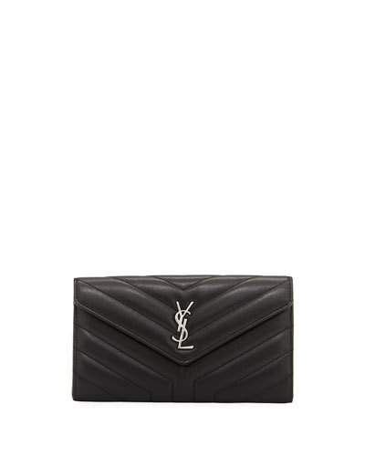 asphalt loulou monogram ysl continental v-flap wallet|ysl monogram wallet.